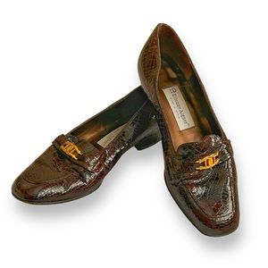Etienne Aigner brown patent leather Valentine loafers